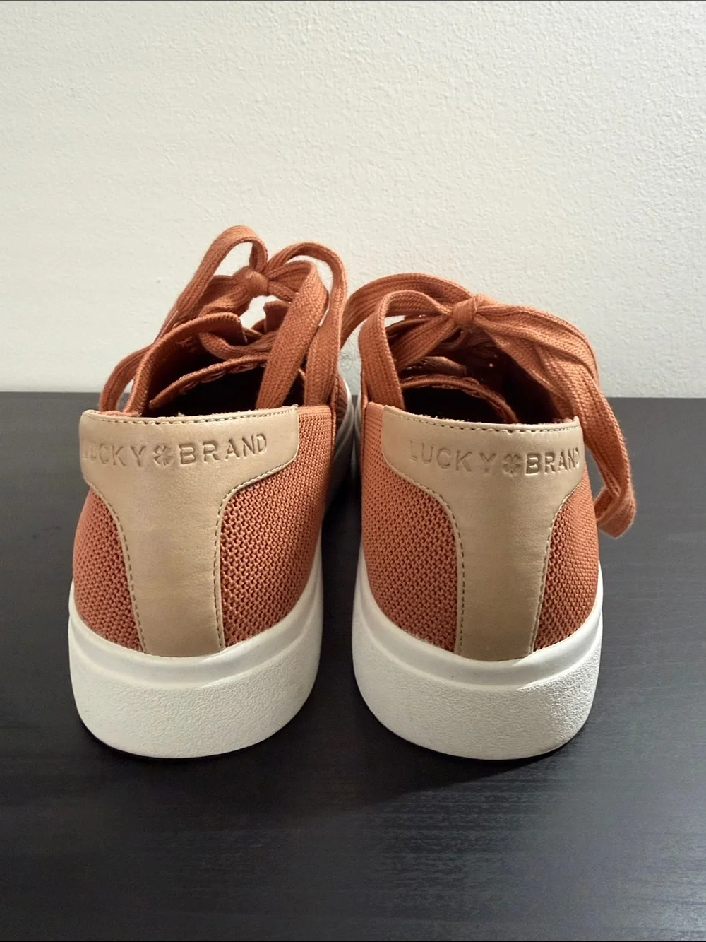 Lucky Brand Terracotta Knit Sneaker with White Trim